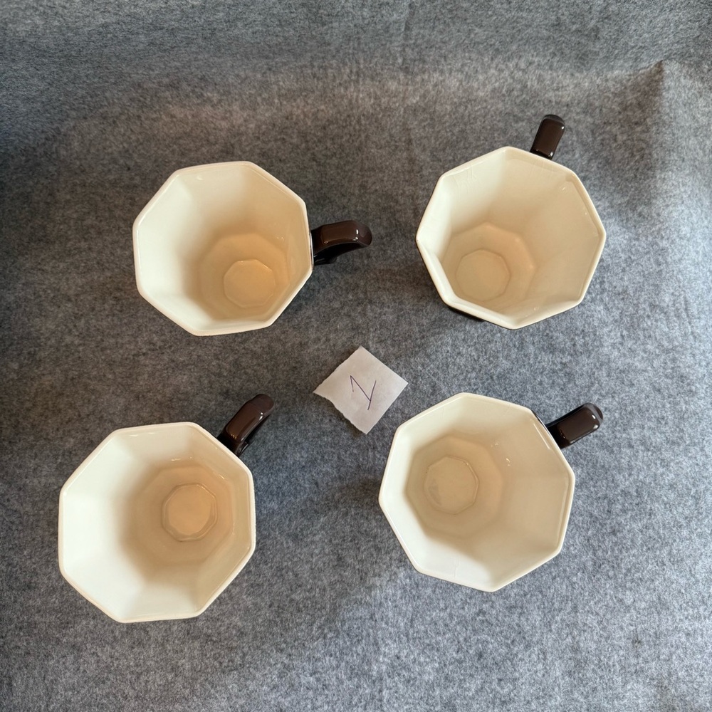4 Vintage Independence Ironstone Coffee /Tea Cups Brown Interpace Japan Nikko